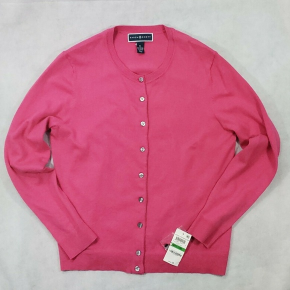 Karen Scott Sweaters - NWT Karen Scott Petite Large Cardigan Pink